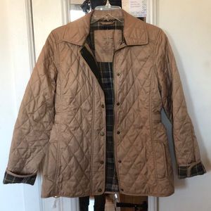 LLbean tan quilted riding jacket XS
